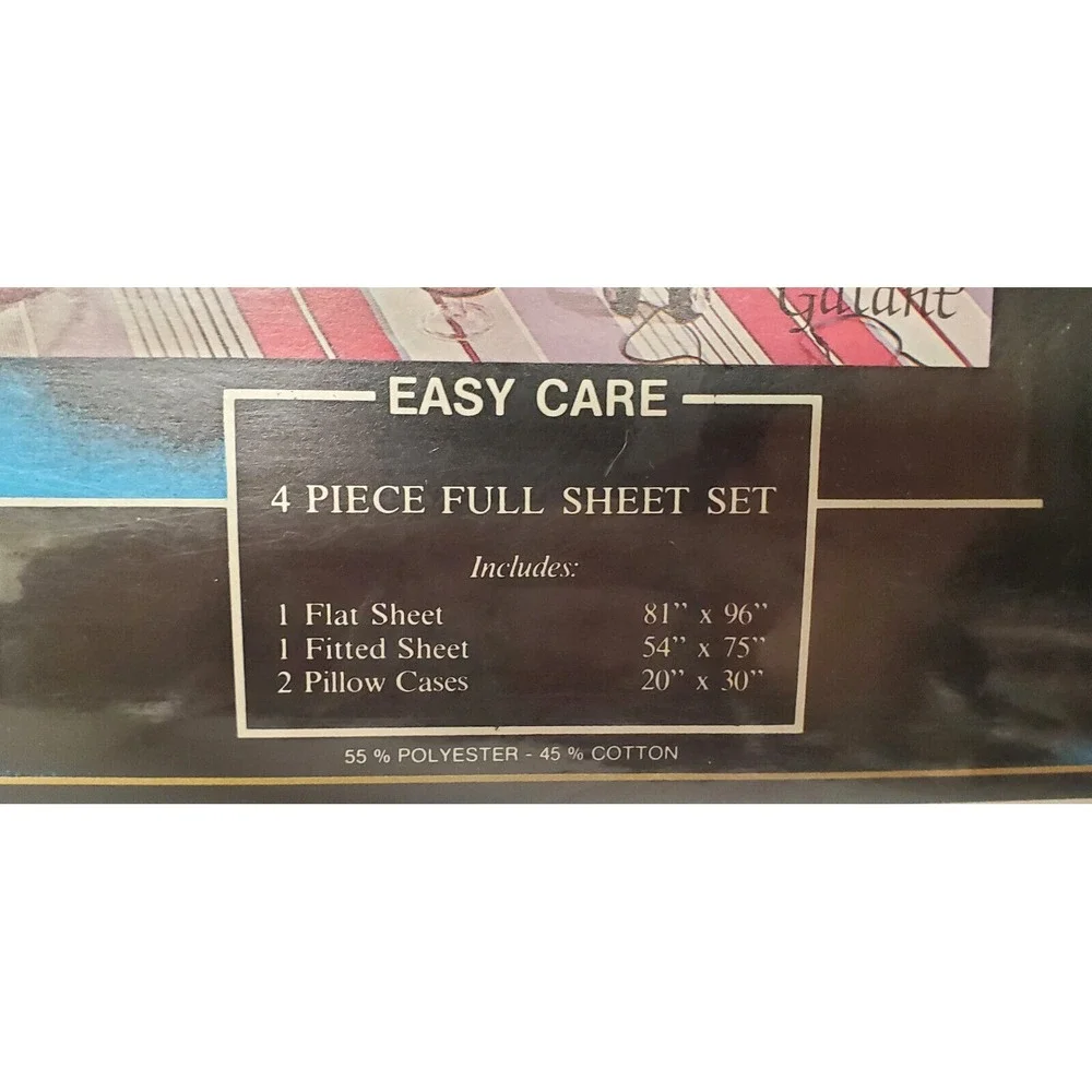 Sheet Set Full Size Executive Suite Stripes 4 PCS New Old Stock Package End Open